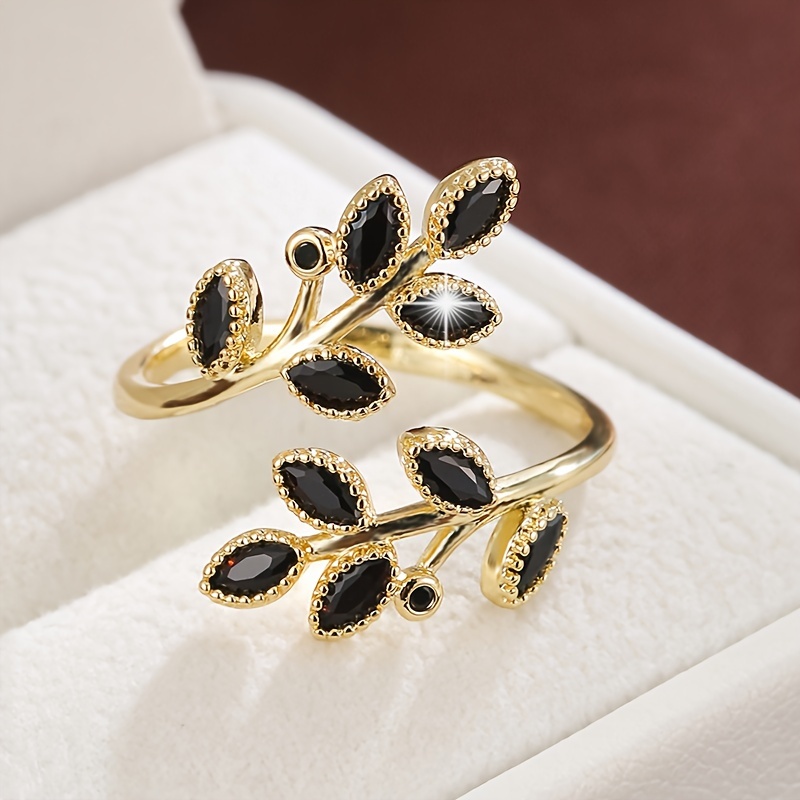 Women's Adjustable Rustic Branch Design Ring with Zirconia
